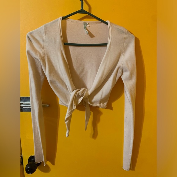Cute off white Garage half sweater. Ties up in front. Vintage size small. - Picture 1 of 2